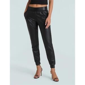 Serra Black Faux Leather Joggers Size L Casual Tapered Pants